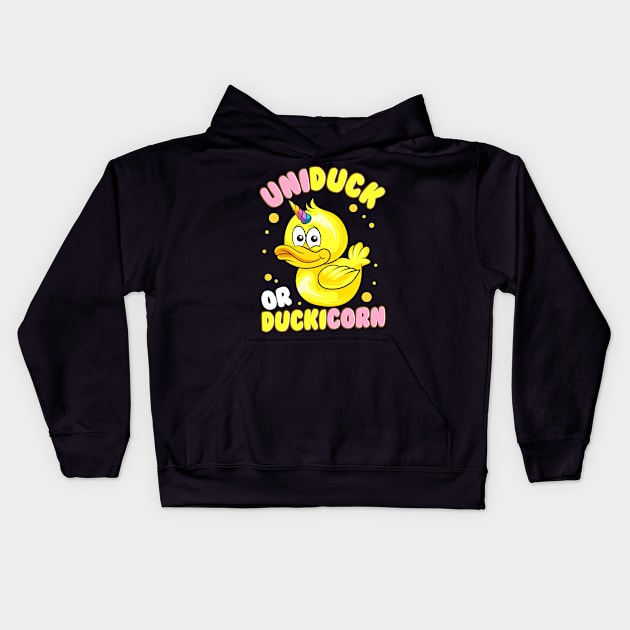 Funny Unicorn Lover and Duck Lover Cute Duckicorn Kids Hoodie by SoCoolDesigns